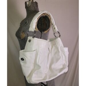 Y2K Coach Parker Leather‎ Pleated Hobo 13412 White READ Shoulder Bag M/L